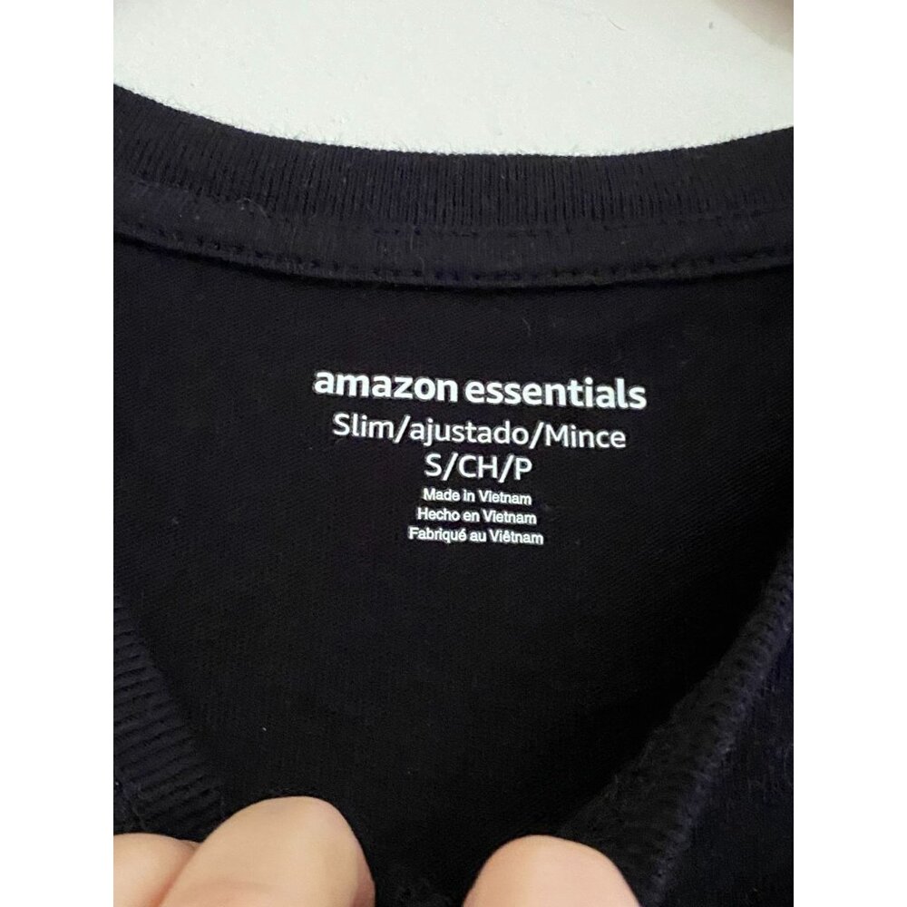 Amazon Essentials Black Long Sleeve Henley Shirt Slim Fit Size S - Picture 3 of 4